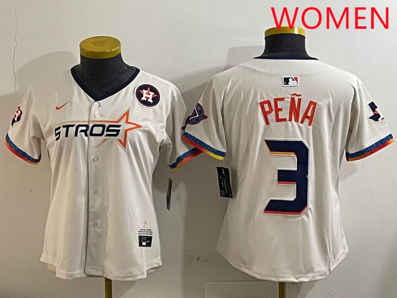 Women Houston Astros 3 Pena Cream Fourth generation Joint Name Nike 2025 MLB Jersey style 6